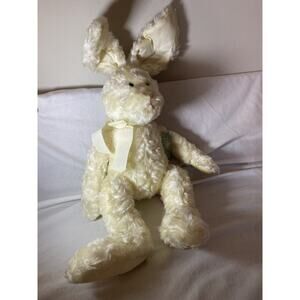 VTG Russ Lily Plush Cream Bunny Rabbit Curly Furry Bendable Ears Stuffed Animal